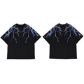 Streetwear Dark Lightning T Shirt Hip Hop Men Harajuku Tshirt Short Sleeve Cotton T-Shirt Fashion Black Tops Tees HipHop