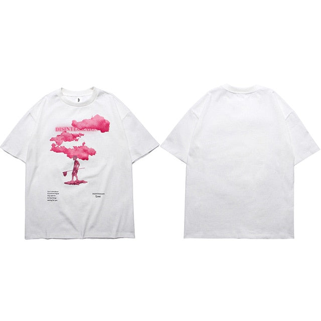 Streetwear Harajuku Tshirt Pink Cloud Hip Hop T Shirt Men Summer Short Sleeve T-Shirt Cotton Fashion Black Tops Tees HipHop