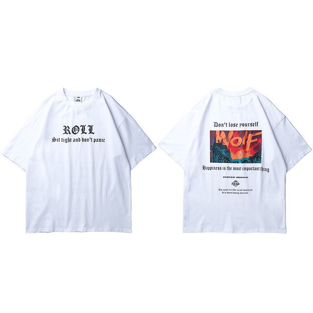Oversize Hip Hop T Shirt Men Streetwear Harajuku Printed Tee Shirt Short Sleeve Cotton Casual T-Shirt Fashion Black Tshirt