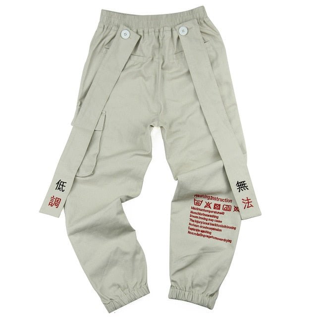 Chinese Letter Embroidery Ribbons Casual Pants Men Trouser Autumn Winter Harajuku Harem Joggers Sweatpants
