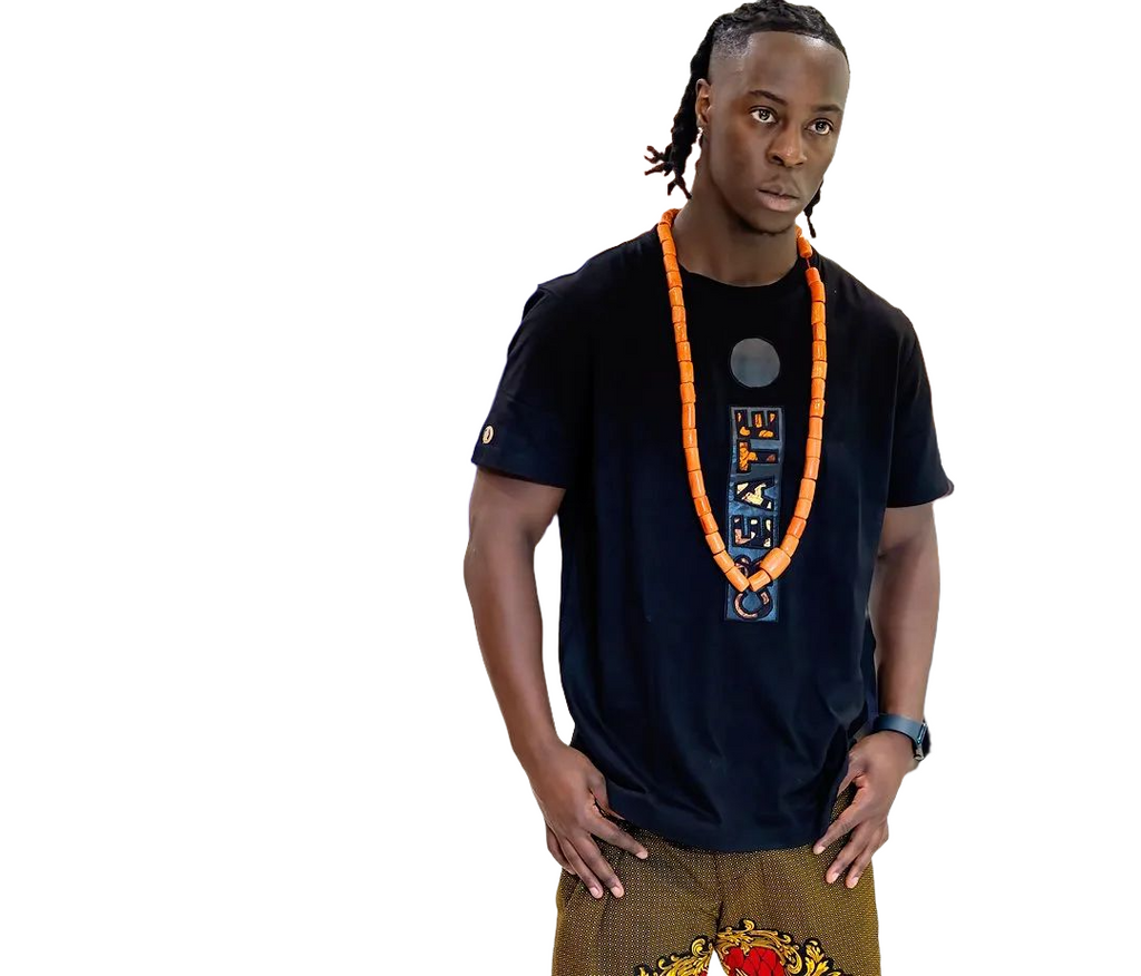 African Fashion Ankara Short Sleeve T -Shirt Black